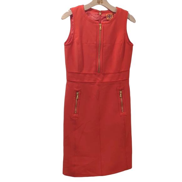 Tory Burch Dresses & Skirts - Tory Burch Mariel Orange Gold 1/2 Zip Wool Blend Midi Dress Women's Size 4